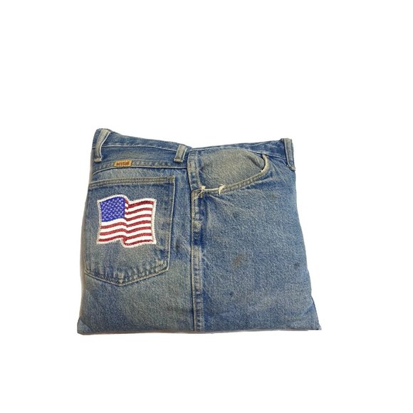 Vintage Custom Jean Accent Pillow 80s 70s Rare Rustler Jeans USA Unique Handmade - Picture 3 of 6